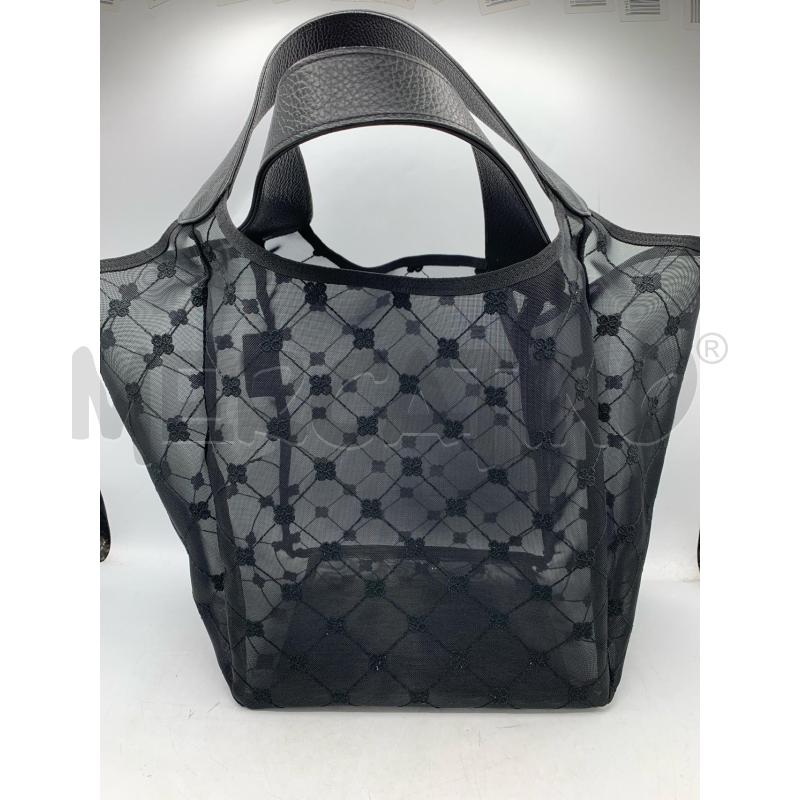 BORSA CRUCIANI TULLE NERO MANICI PELLE  | Mercatino dell'Usato Roma re di roma 1