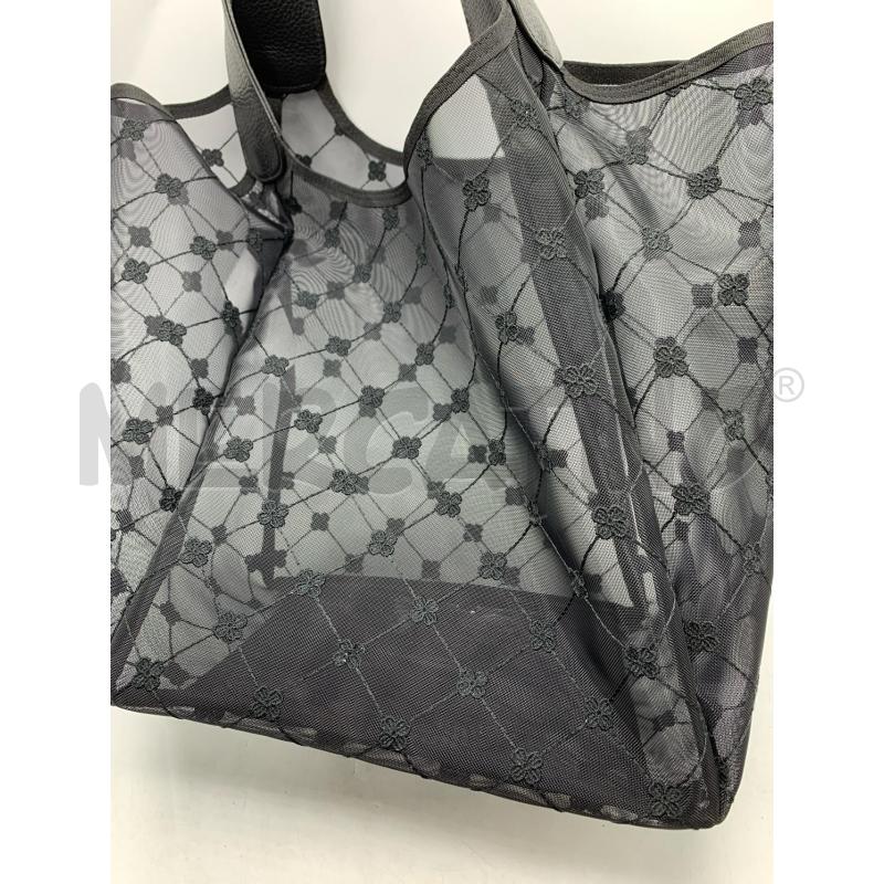BORSA CRUCIANI TULLE NERO MANICI PELLE  | Mercatino dell'Usato Roma re di roma 2