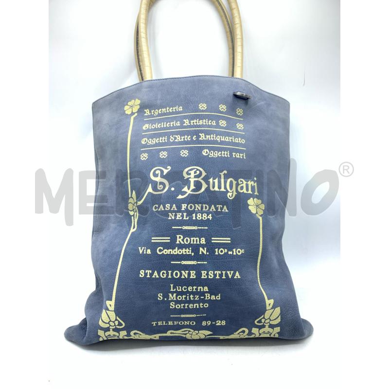 BORSA DONNA BULGARI SHOPPER BLU | Mercatino dell'Usato Roma re di roma 1
