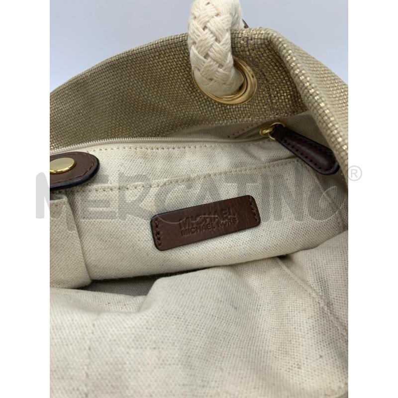BORSA DONNA MICHEAL KORS CANVAS DORATO MANICO INTRECCIATO | Mercatino dell'Usato Roma re di roma 4