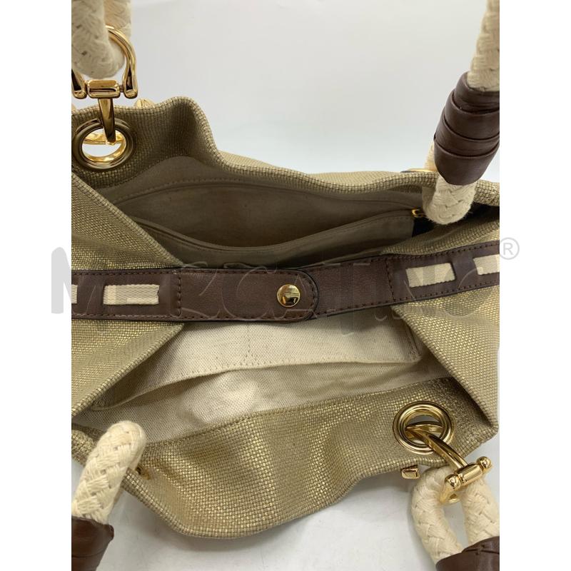 BORSA DONNA MICHEAL KORS CANVAS DORATO MANICO INTRECCIATO | Mercatino dell'Usato Roma re di roma 5