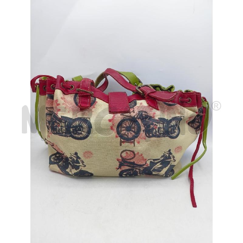 BORSA DONNA PIANURA STUDIO VERDE ROSS STAMPA BEIGE MOTO | Mercatino dell'Usato Roma re di roma 3