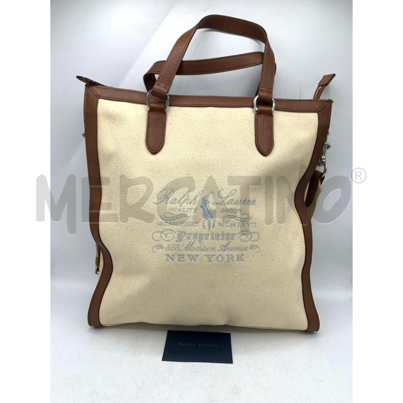 BORSA DONNA RALPH LAUREN TELA BEIGE | Mercatino dell'Usato Roma re di roma 1