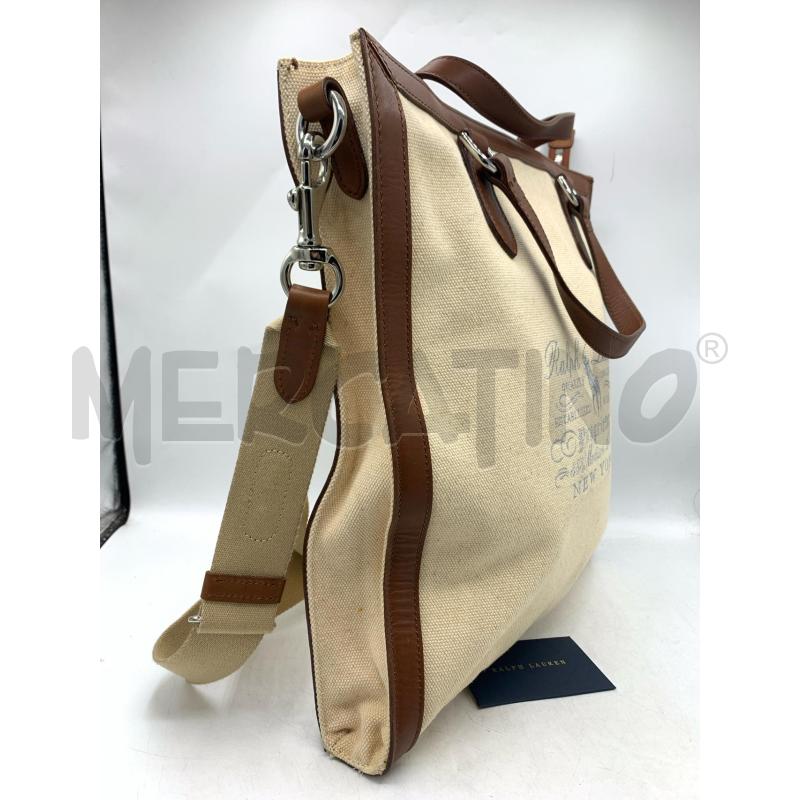 BORSA DONNA RALPH LAUREN TELA BEIGE | Mercatino dell'Usato Roma re di roma 2