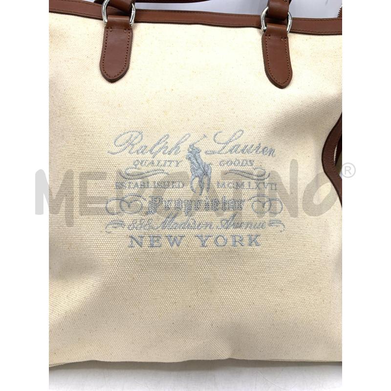 BORSA DONNA RALPH LAUREN TELA BEIGE | Mercatino dell'Usato Roma re di roma 4