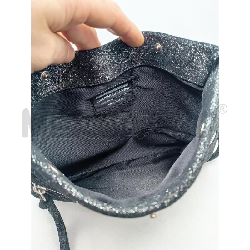 BORSA GIANNI CHIARINI GLITTER NERO ZIP BOTTONI  | Mercatino dell'Usato Roma re di roma 4