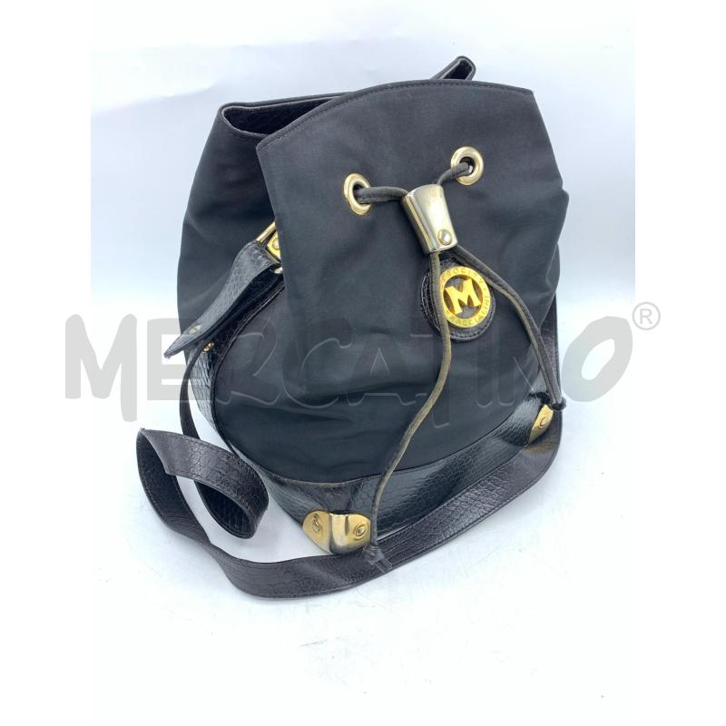 BORSA SECCHIELLO BRACCIALINI  PELLE NERO DETT GOLD  | Mercatino dell'Usato Roma re di roma 1
