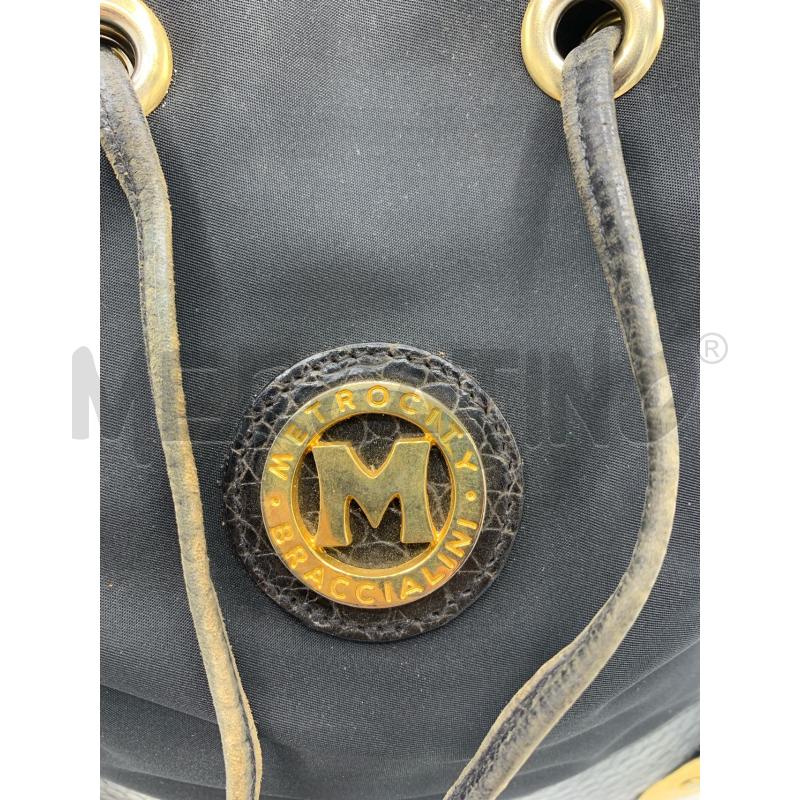 BORSA SECCHIELLO BRACCIALINI  PELLE NERO DETT GOLD  | Mercatino dell'Usato Roma re di roma 3