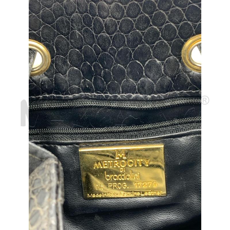 BORSA SECCHIELLO BRACCIALINI  PELLE NERO DETT GOLD  | Mercatino dell'Usato Roma re di roma 4