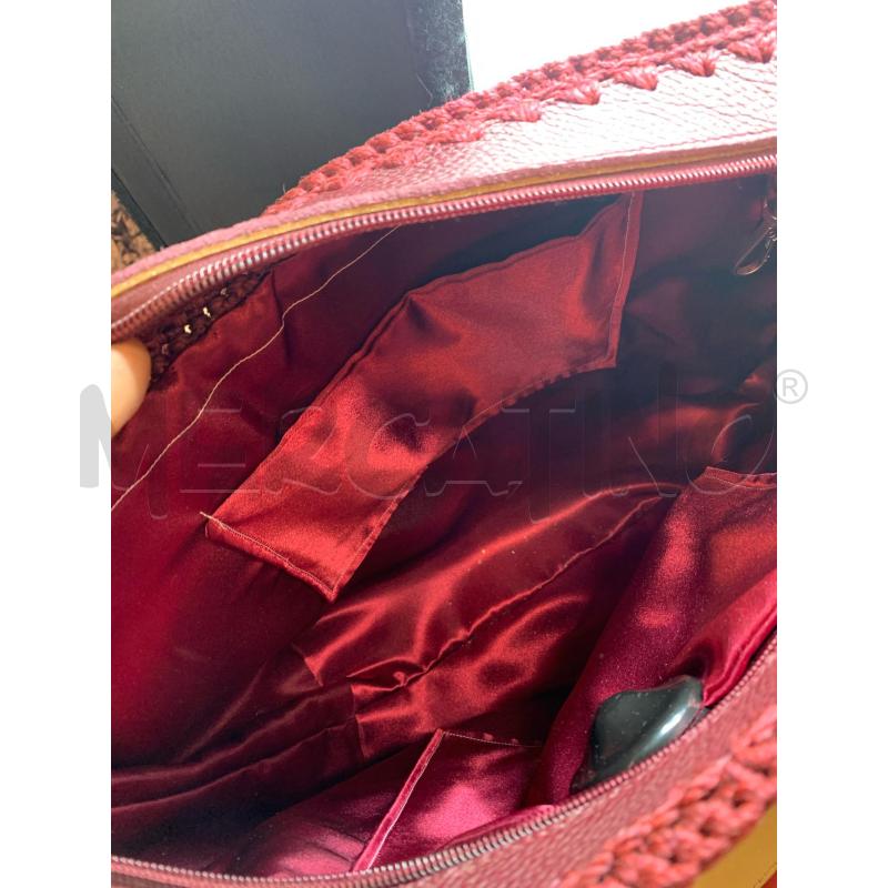 BORSA  ARTIGIANALE PELLE BORDEAUX UNCINETTO | Mercatino dell'Usato Roma re di roma 4