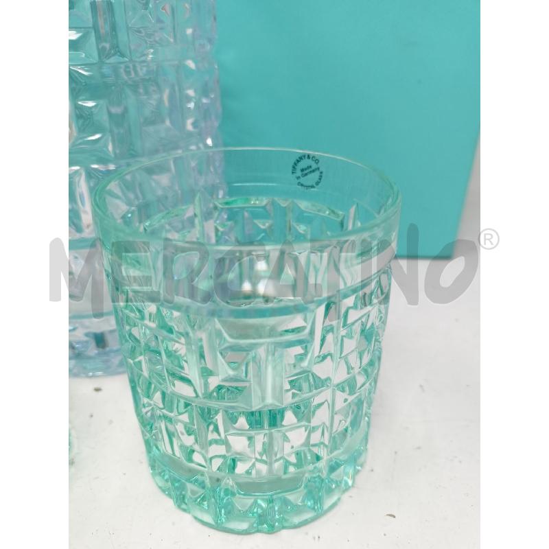 BOTTIGLIA+DUE BICCHIERI TIFFANY&CO CRISTAALO AZZURRO TRASPARENTE  SFACCETTATO | Mercatino dell'Usato Roma re di roma 2