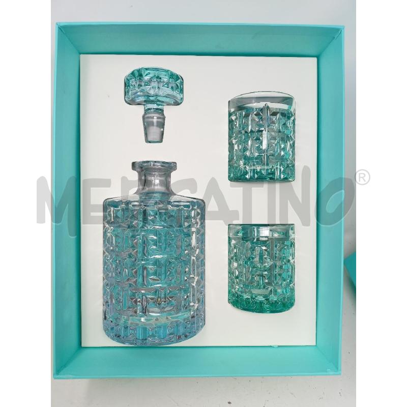 BOTTIGLIA+DUE BICCHIERI TIFFANY&CO CRISTAALO AZZURRO TRASPARENTE  SFACCETTATO | Mercatino dell'Usato Roma re di roma 5