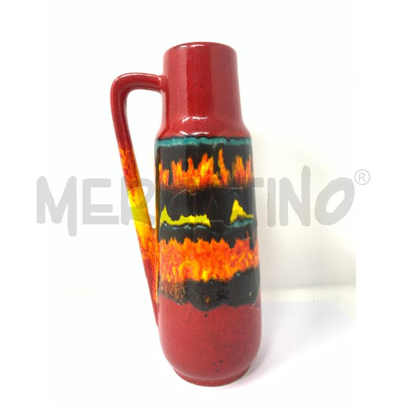 BROCCA CERAMICA SCHEURICH ROSSA MANICO GIALLO DEC LAVA ARANCIO GIALLO AZZURRO NERO  | Mercatino dell'Usato Roma re di roma 1