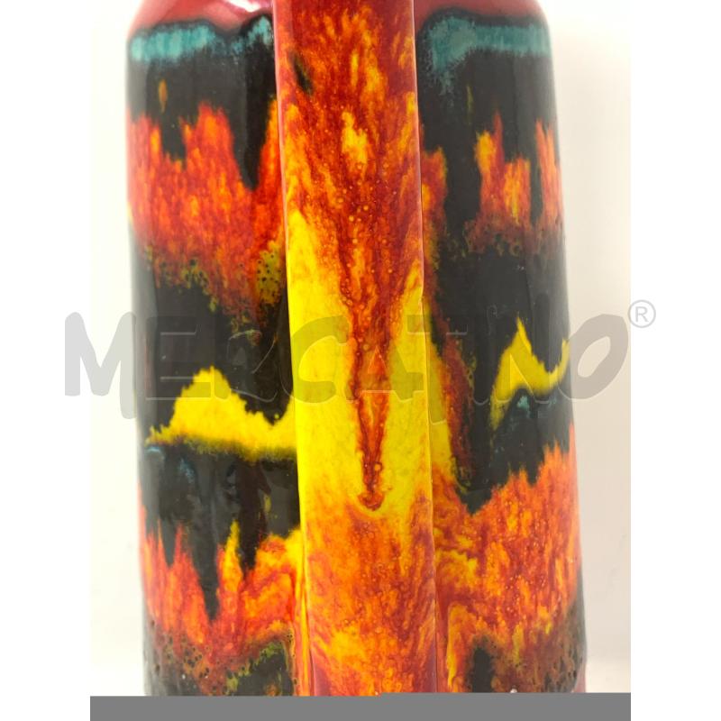 BROCCA CERAMICA SCHEURICH ROSSA MANICO GIALLO DEC LAVA ARANCIO GIALLO AZZURRO NERO  | Mercatino dell'Usato Roma re di roma 2