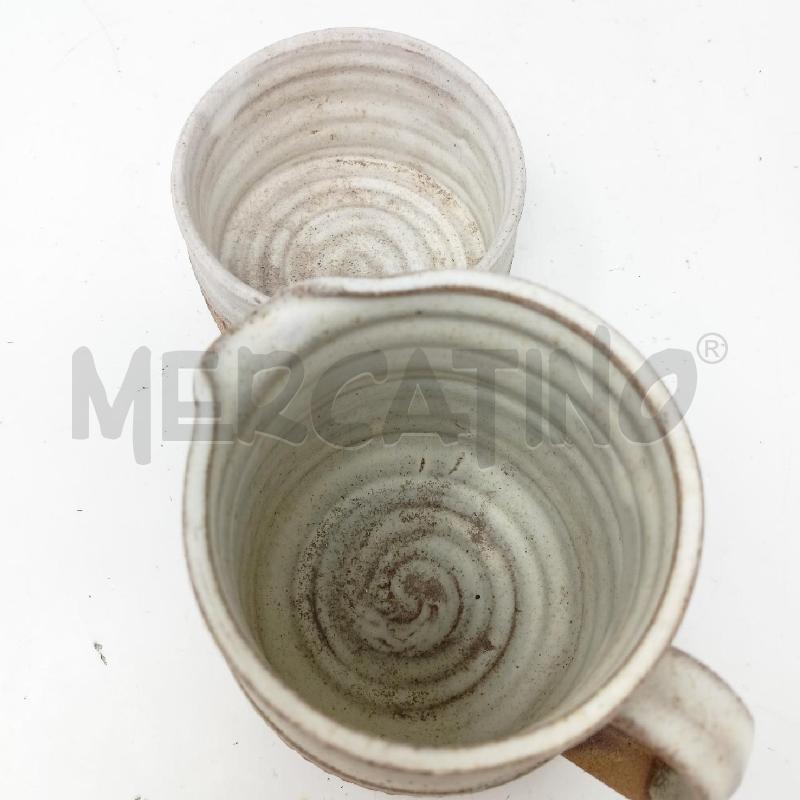 BROCCA SOTTO BOTTIGLIA CERAMICA BROADSTAIRS POTTERY LINEE ORIZZONTALI PANNA E MARRONCINO DEC TONDI  | Mercatino dell'Usato Roma re di roma 3