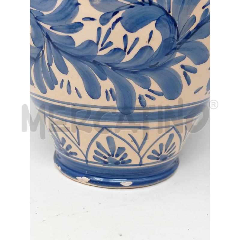 CACHEPOT CERAMICA DISEGNO FLOREALE BASE BEIGE DEC BLU  | Mercatino dell'Usato Roma re di roma 2