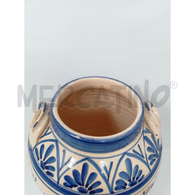 CACHEPOT CERAMICA DISEGNO FLOREALE BASE BEIGE DEC BLU  | Mercatino dell'Usato Roma re di roma 4