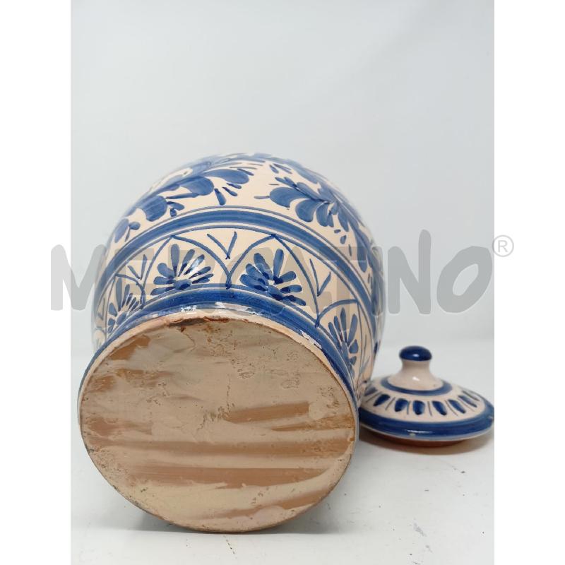 CACHEPOT CERAMICA DISEGNO FLOREALE BASE BEIGE DEC BLU  | Mercatino dell'Usato Roma re di roma 5