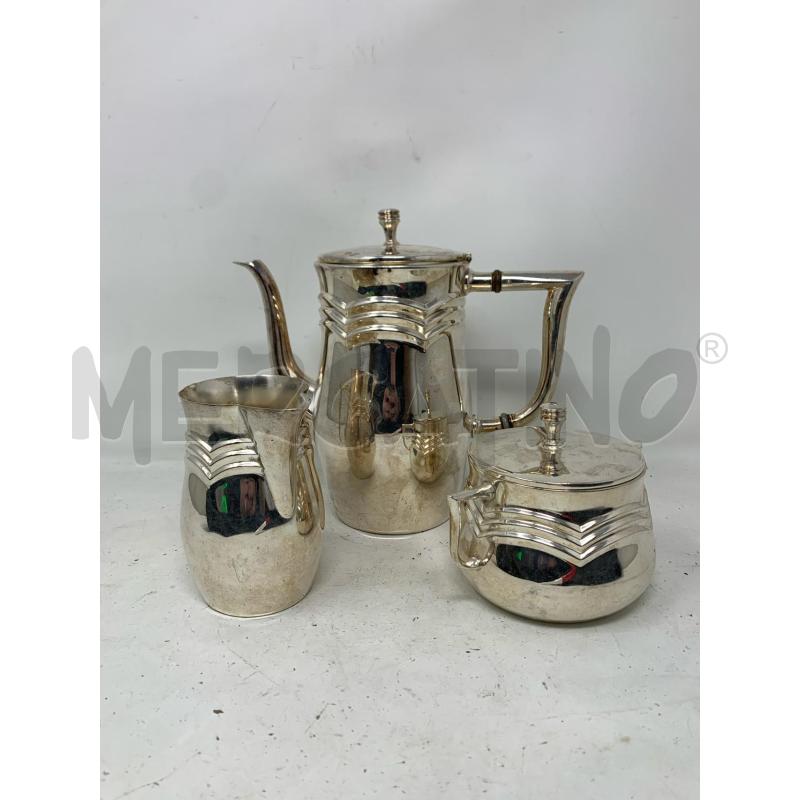 CAFFETTIERA +LATTIERA +ZUCCHERIERA SILVER DEC FASCE RILIEVO  | Mercatino dell'Usato Roma re di roma 1