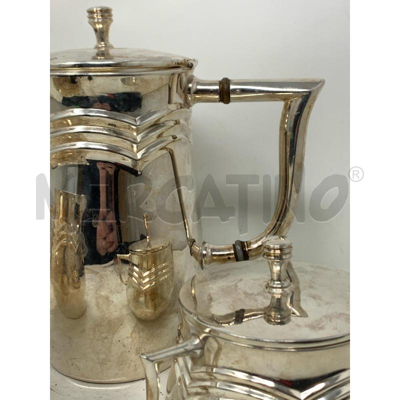 CAFFETTIERA +LATTIERA +ZUCCHERIERA SILVER DEC FASCE RILIEVO  | Mercatino dell'Usato Roma re di roma 3