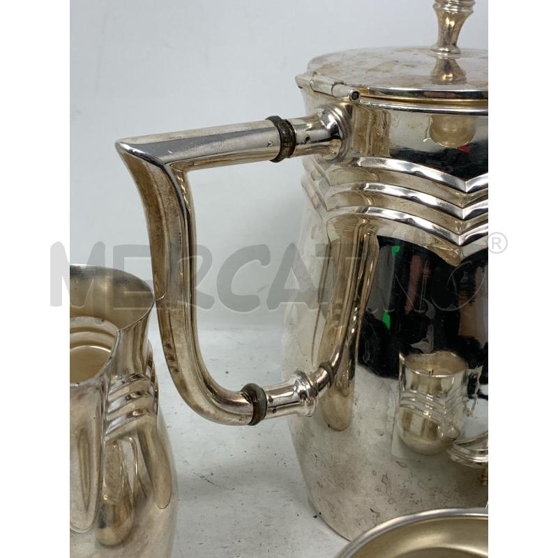CAFFETTIERA +LATTIERA +ZUCCHERIERA SILVER DEC FASCE RILIEVO  | Mercatino dell'Usato Roma re di roma 5
