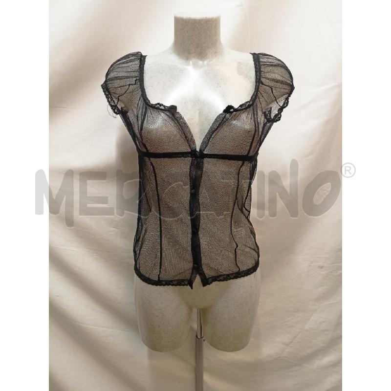 CAMICIA BLU MARINE TULLE NERO  | Mercatino dell'Usato Roma re di roma 1