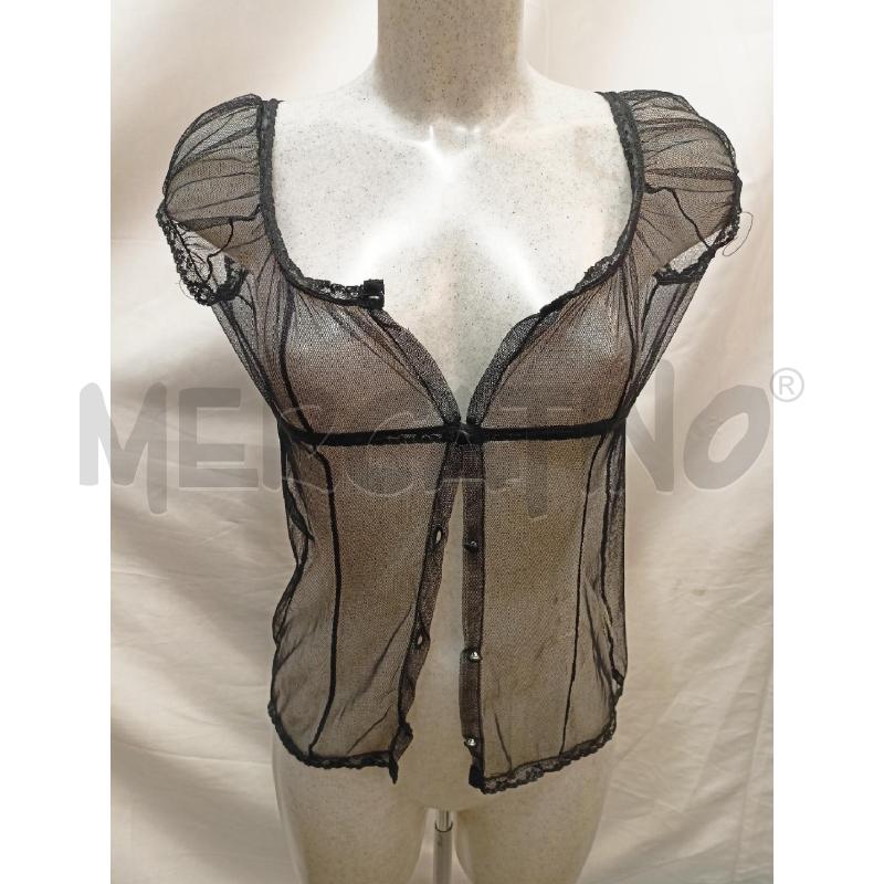 CAMICIA BLU MARINE TULLE NERO  | Mercatino dell'Usato Roma re di roma 4