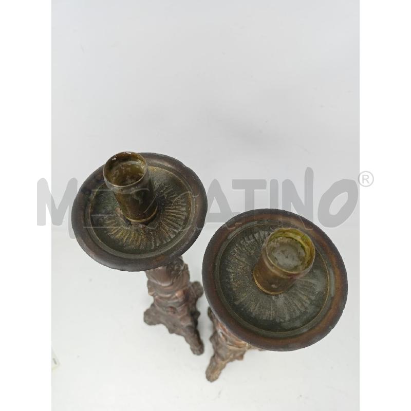 CANDELABRI COPPIA BRONZO 3 PIEDI LEONE PLACCHE TESTE SANTI | Mercatino dell'Usato Roma re di roma 2