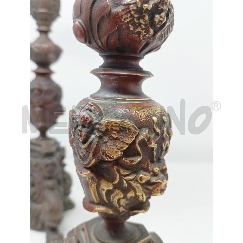 CANDELABRI COPPIA BRONZO 3 PIEDI LEONE PLACCHE TESTE SANTI | Mercatino dell'Usato Roma re di roma 4