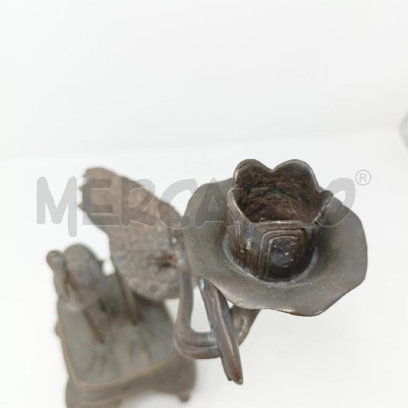 CANDELABRO BRONZO RAFFIGURANTE GRU DIF | Mercatino dell'Usato Roma re di roma 3