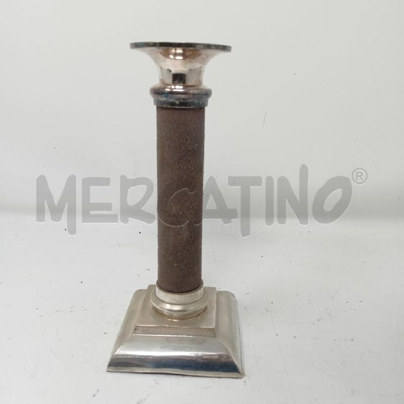 CANDELIERE JORDAN SHEFFIELD 20 CM FASCIA CUOIO MARRONE BASE QUADRATA | Mercatino dell'Usato Roma re di roma 1