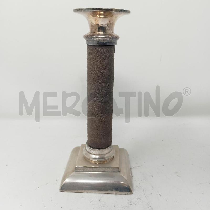 CANDELIERE JORDAN SHEFFIELD 20 CM FASCIA CUOIO MARRONE BASE QUADRATA | Mercatino dell'Usato Roma re di roma 1