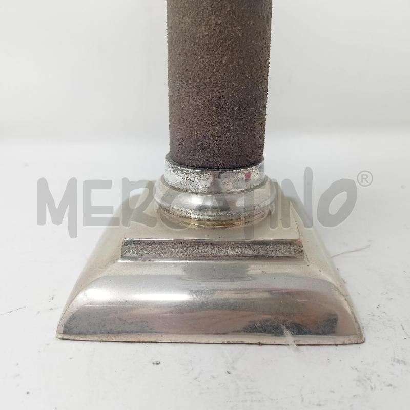CANDELIERE JORDAN SHEFFIELD 20 CM FASCIA CUOIO MARRONE BASE QUADRATA | Mercatino dell'Usato Roma re di roma 2