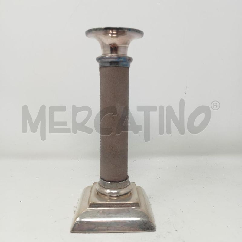 CANDELIERE JORDAN SHEFFIELD 20 CM FASCIA CUOIO MARRONE BASE QUADRATA | Mercatino dell'Usato Roma re di roma 1