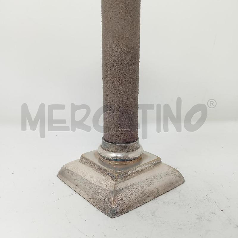 CANDELIERE JORDAN SHEFFIELD 20 CM FASCIA CUOIO MARRONE BASE QUADRATA | Mercatino dell'Usato Roma re di roma 2
