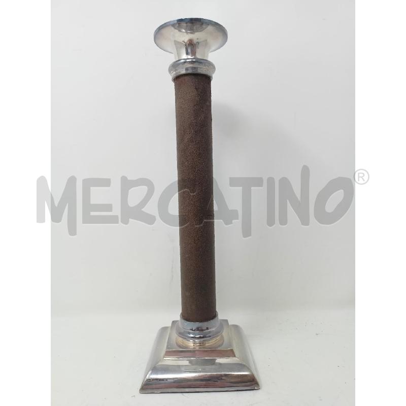 CANDELIERE JORDAN SHEFFIELD CUOIO MATTONE BASE QUADRATA 28 CM | Mercatino dell'Usato Roma re di roma 1