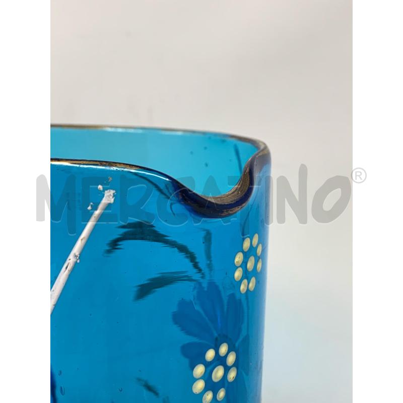 CARAFFA VETRO BLU MARGHERITA BIANCA DIPINTA DEC DORATI | Mercatino dell'Usato Roma re di roma 3