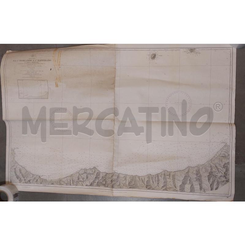 CARTA NAUTICA SICILIA DA CAPO D'ORLANDO A CAPO ZAFFERANO 1956 | Mercatino dell'Usato Roma re di roma 1