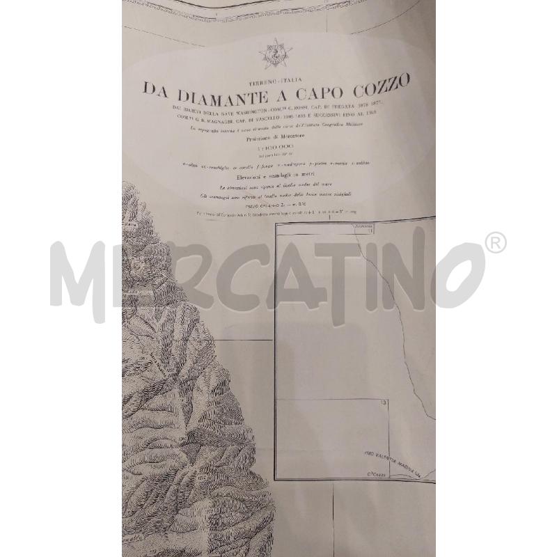 CARTA NAUTICA TIRRENO DA DIAMANTE A CAPO COZZO 1956 | Mercatino dell'Usato Roma re di roma 2