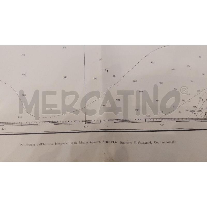 CARTA NAUTICA TIRRENO DA DIAMANTE A CAPO COZZO 1956 | Mercatino dell'Usato Roma re di roma 4