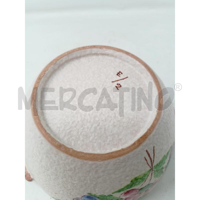 CESTINO CERAMICA ALBISOLA DEC FIORI 2 MANICO MARRON | Mercatino dell'Usato Roma re di roma 2