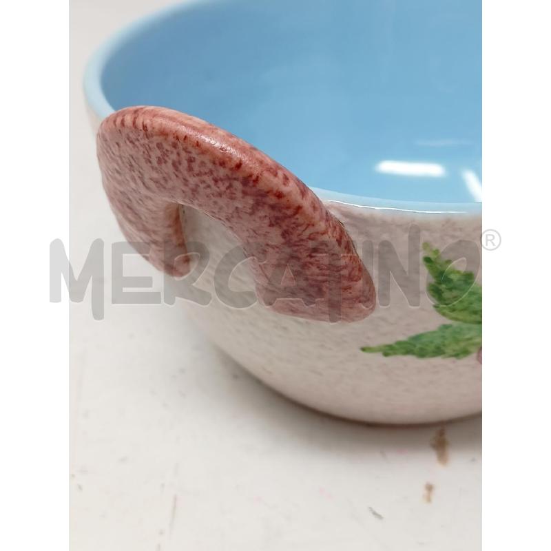 CESTINO CERAMICA ALBISOLA DEC FIORI 2 MANICO MARRON | Mercatino dell'Usato Roma re di roma 3