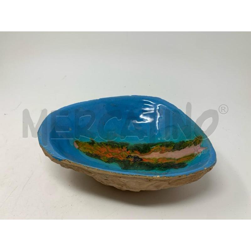 CIOTOLA TERRACOTTA INTERNO SMALTATO AZZURRO DEC STRATTO VERDE ARANCIO | Mercatino dell'Usato Roma re di roma 2
