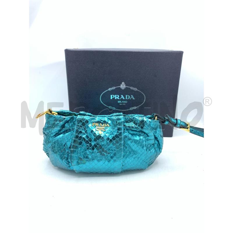 CLUTCH BAG PRADA TURCHESE METALLICO PITONE | Mercatino dell'Usato Roma re di roma 1