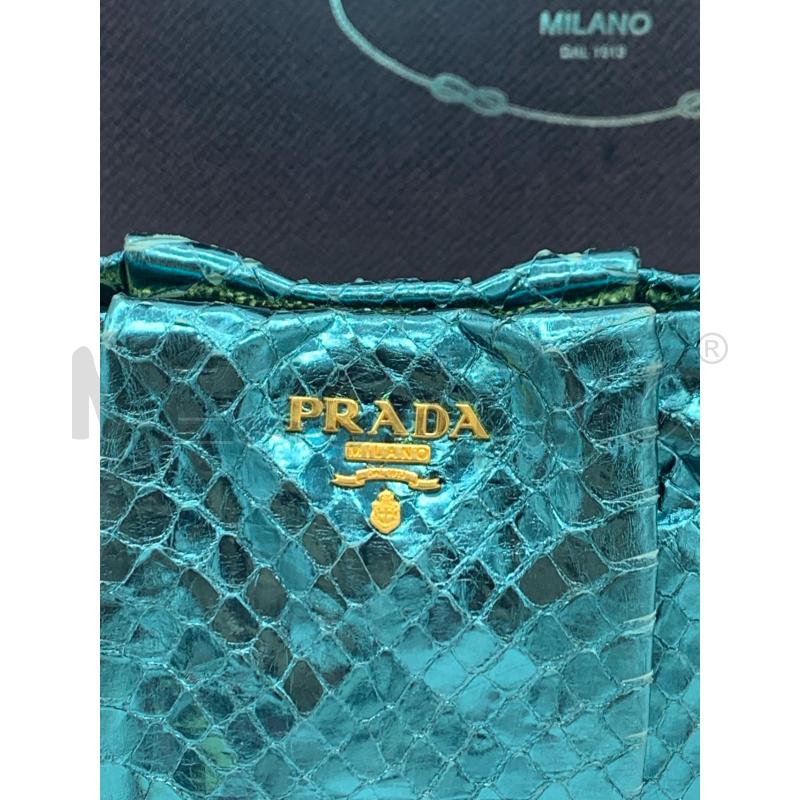 CLUTCH BAG PRADA TURCHESE METALLICO PITONE | Mercatino dell'Usato Roma re di roma 2