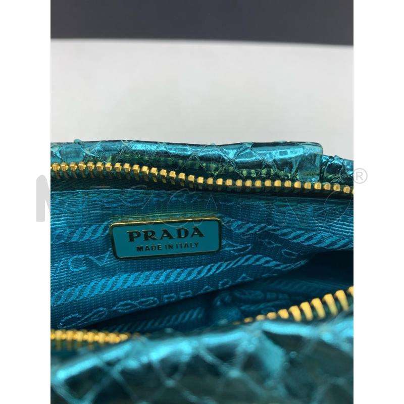 CLUTCH BAG PRADA TURCHESE METALLICO PITONE | Mercatino dell'Usato Roma re di roma 4