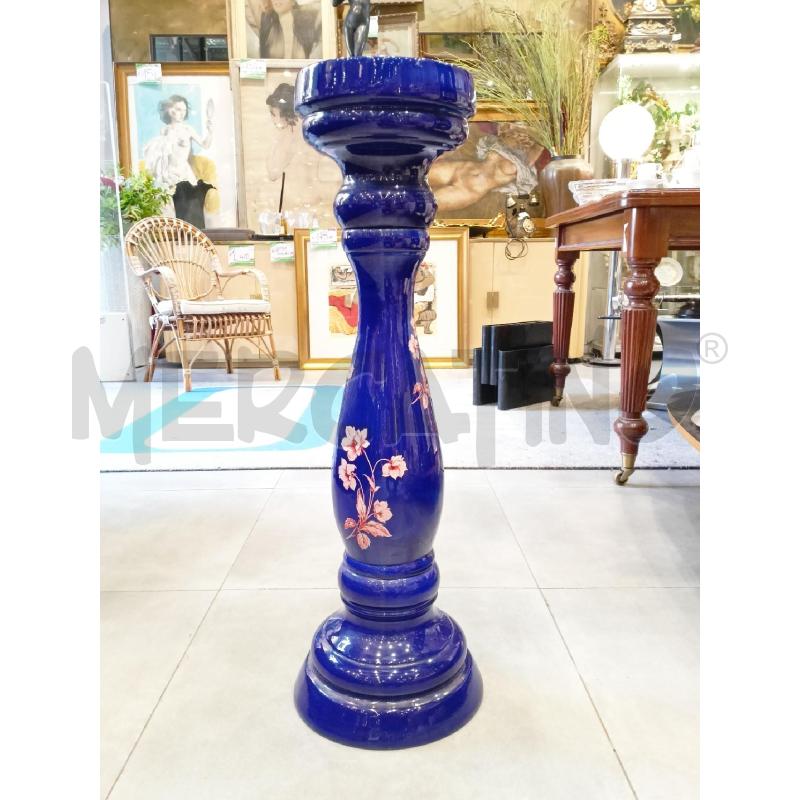 COLONNA VETRO BLU FIORI ROSA  | Mercatino dell'Usato Roma re di roma 1