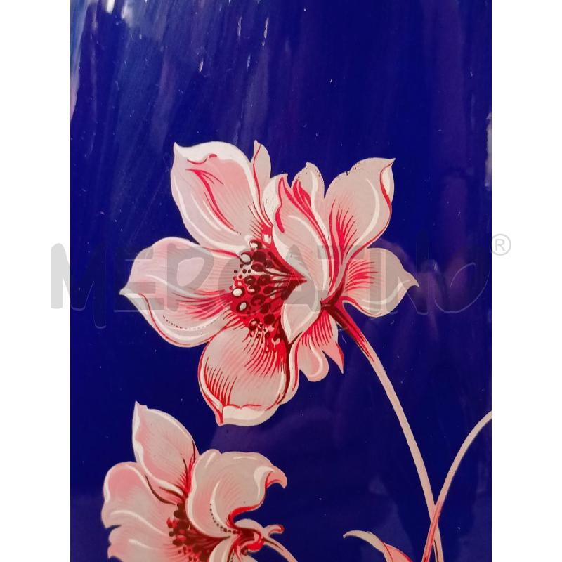 COLONNA VETRO BLU FIORI ROSA  | Mercatino dell'Usato Roma re di roma 3