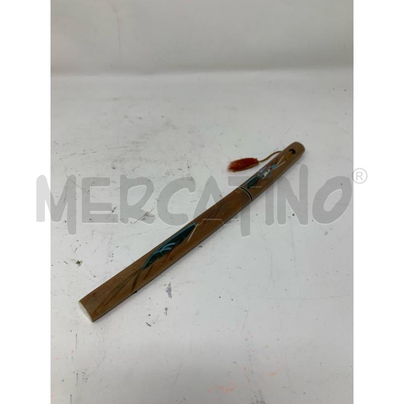 COLTELLINO KATANA FODERA LEGNO DISEGNO FOGLIA VERDE AZZURRA  | Mercatino dell'Usato Roma re di roma 1