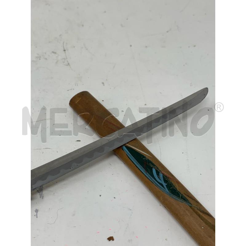 COLTELLINO KATANA FODERA LEGNO DISEGNO FOGLIA VERDE AZZURRA  | Mercatino dell'Usato Roma re di roma 2